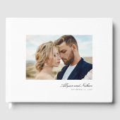 White Eleganto Modern Simple Script Foto Wedding Gästebuch (Vorderseite)