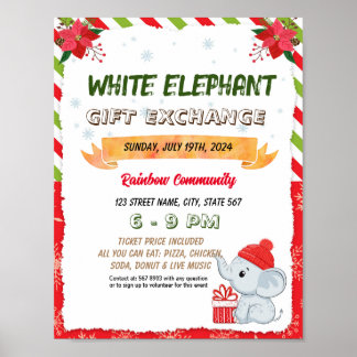 White Elephant Auction Night Template Poster