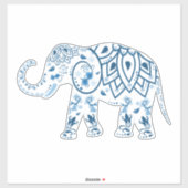 White Elephant Blue Boho Aufkleber (Blatt)