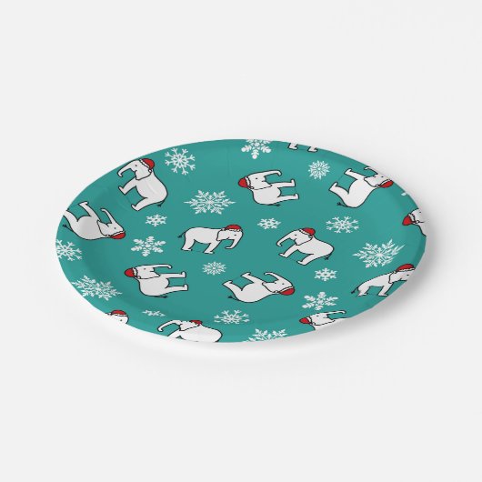 White Elephant Christmas (Aquamarin) Papierplatte Pappteller (Schrägansicht)