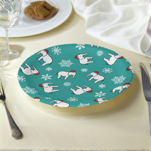 White Elephant Christmas (Aquamarin) Papierplatte Pappteller