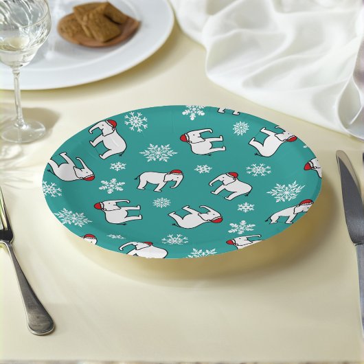 White Elephant Christmas (Aquamarin) Papierplatte Pappteller