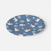 White Elephant Christmas (Blue) Paper Plate Pappteller (Schrägansicht)