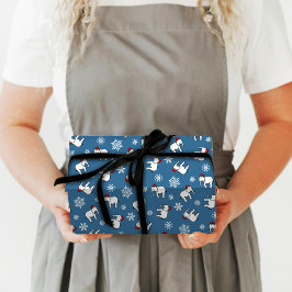 White Elephant Christmas (Blue) Wrapping Paper Geschenkpapier