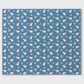 White Elephant Christmas (Blue) Wrapping Paper Geschenkpapier (Flach)