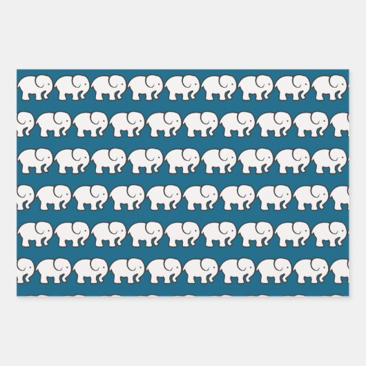 White Elephant Design Wrapping Paper Geschenkpapier Set (Vorderseite 3)