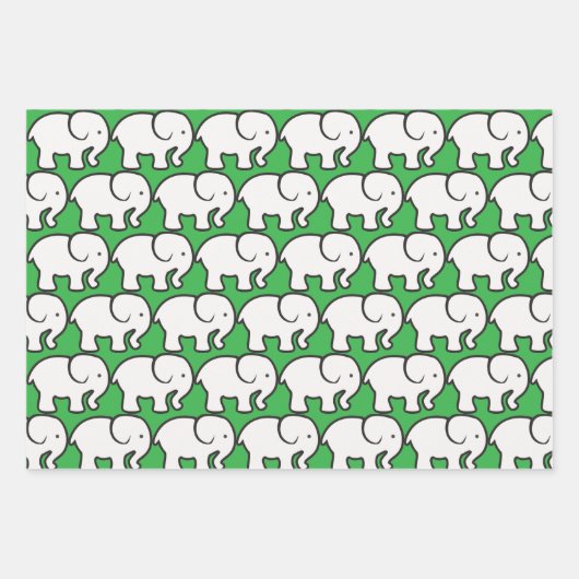 White Elephant Design Wrapping Paper Geschenkpapier Set (Vorderseite)