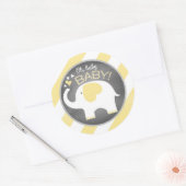 White Elephant Diagonal Stripe Babydusche Runder Aufkleber (Umschlag)