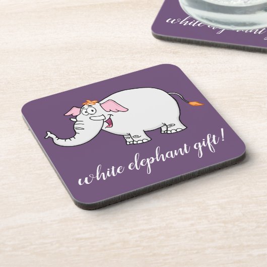 White Elephant Exchange Cartoon Getränkeuntersetzer (Linke Seite)