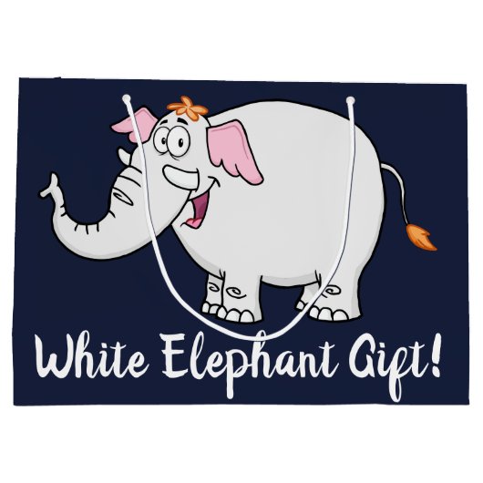 White Elephant Exchange Cartoon Große Geschenktüte (Rückseite)