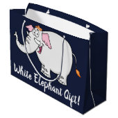 White Elephant Exchange Cartoon Große Geschenktüte (Rückseite Schrägansicht)