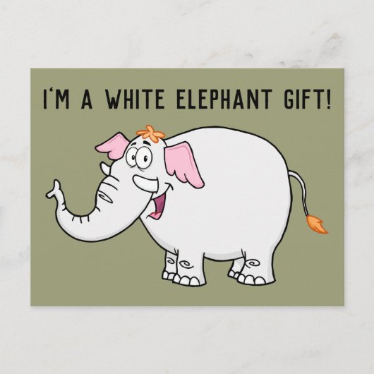 White Elephant Exchange Cartoon Postkarte (Vorderseite)