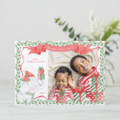 White Elephant Foto Weihnachten Einladung (Stehend Vorderseite)