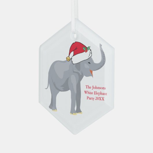 White Elephant Gastgeschenk Personalisiert Weihnac Ornament Aus Glas (Vorderseite Links)