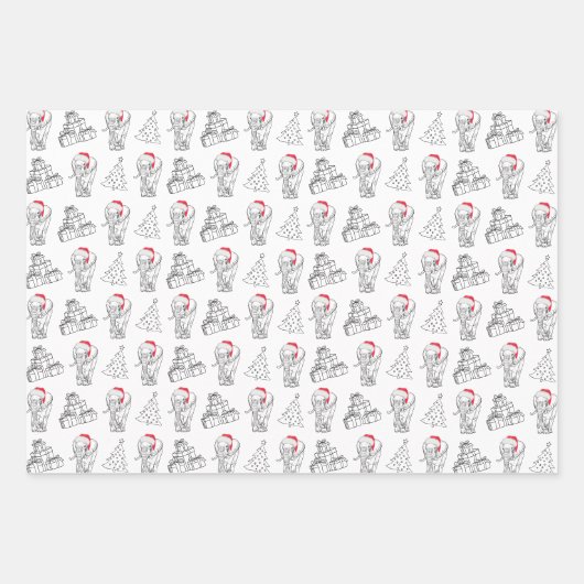 White Elephant Geschenk Exchange Hand gezeichnete Geschenkpapier Set (Vorderseite 3)