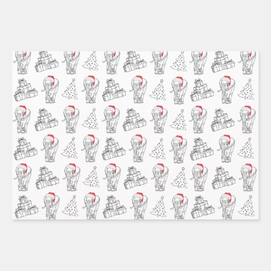 White Elephant Geschenk Exchange Hand gezeichnete Geschenkpapier Set (Vorderseite 2)