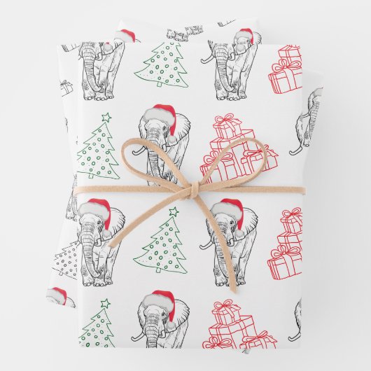 White Elephant Geschenk Exchange Hand gezeichnete Geschenkpapier Set (Beispiel)