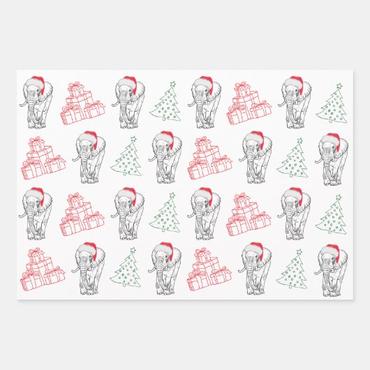 White Elephant Geschenk Exchange Hand gezeichnete Geschenkpapier Set (Vorderseite)