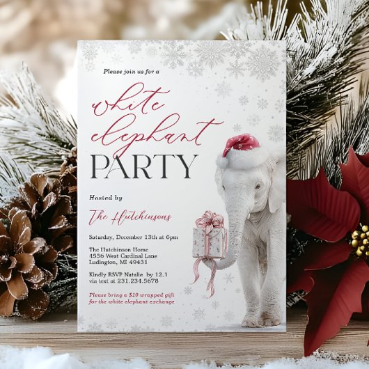 White Elephant Gift Exchange Party Invite Einladung