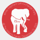 White Elephant Gift Exchange Weihnachtsgeschenk Pa Runder Aufkleber (Vorderseite)