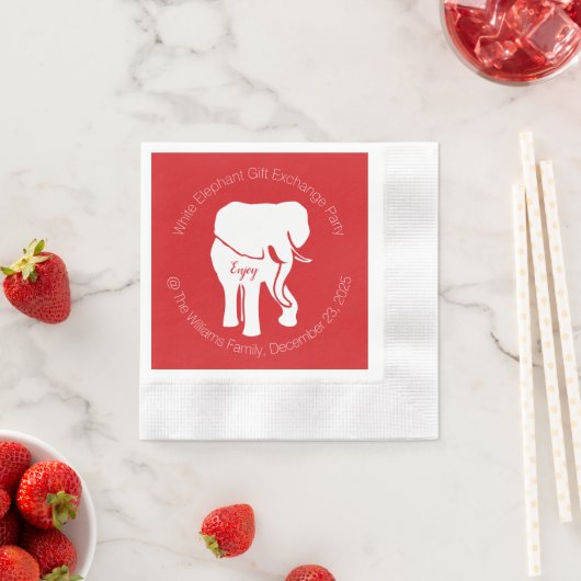 White Elephant Gift Exchange Weihnachtsgeschenk Pa Serviette (Beispiel)