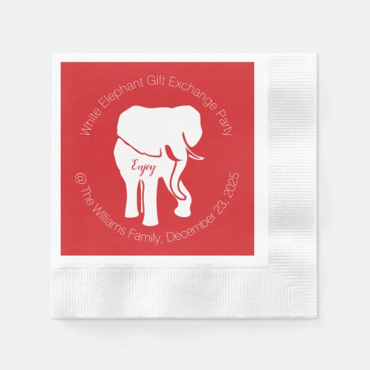 White Elephant Gift Exchange Weihnachtsgeschenk Pa Serviette (Vorderseite)