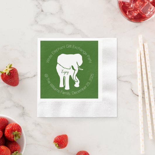 White Elephant Gift Exchange Weihnachtsgeschenk Pa Serviette (Beispiel)