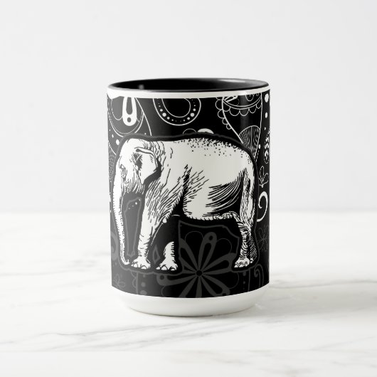 White Elephant Paisley Design Tasse (Zentrum)