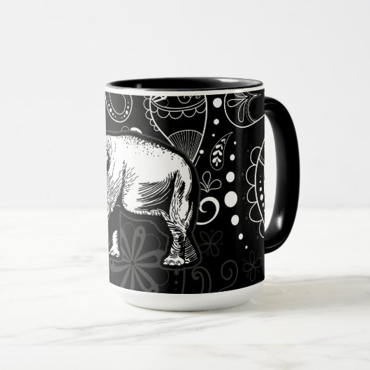 White Elephant Paisley Design Tasse (VorderseiteRechts)