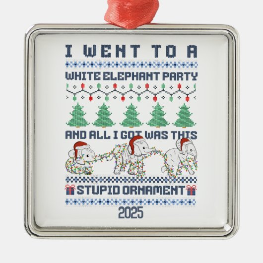 White Elephant Party Custom Gift Funny Ornament Aus Metall (Vorne)