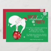 White Elephant Party Einladung | Green (Vorne/Hinten)