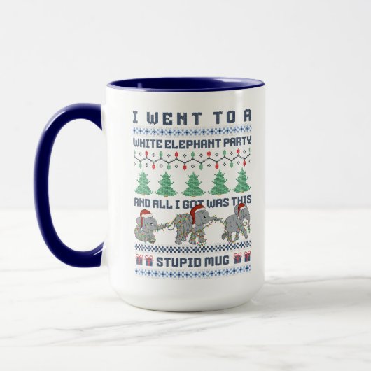 White Elephant Party Funny Ugly Christmas Joke Tasse (Links)