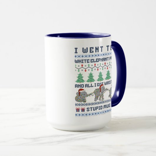 White Elephant Party Funny Ugly Christmas Joke Tasse (VorderseiteRechts)