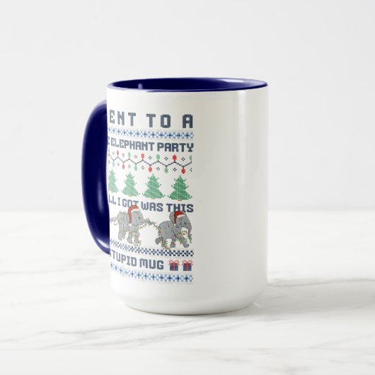 White Elephant Party Funny Ugly Christmas Joke Tasse (Vorderseite Links)