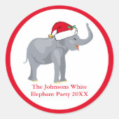 White Elephant Party Personalisiert Weihnachtsgesc Runder Aufkleber (Vorderseite)
