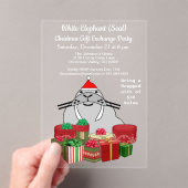 White Elephant Siegel Weihnachtsgeschenkbörse Acryleinladungen (Insitu (Handheld))