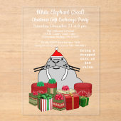White Elephant Siegel Weihnachtsgeschenkbörse Acryleinladungen (Vorderseite)