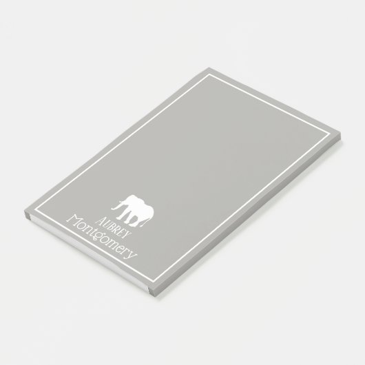 White Elephant Silhouette | PERSONALISIERT Post-it Klebezettel (angewinkelt)