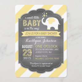 White Elephant und Stripe Babydusche Einladung