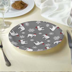 White Elephant Weihnachten (Grau) Papierplatte Pappteller