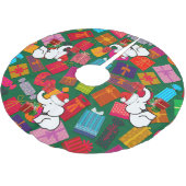White Elephant Weihnachten präsentiert grünes Hint Polyester Weihnachtsbaumdecke (Schrägansicht)