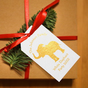 White Elephant Weihnachts-Party Custom Gift Gold Geschenkanhänger