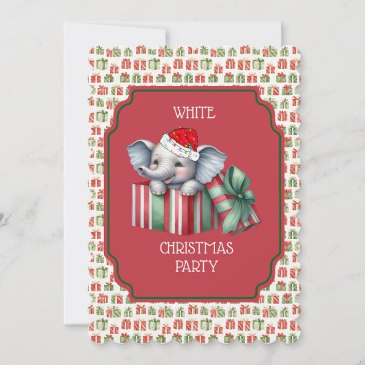 White Elephant Weihnachts-Party Einladung (Vorderseite)