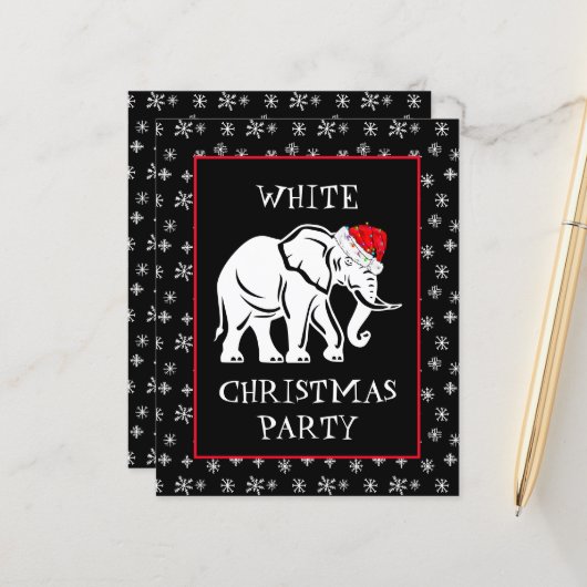White Elephant Weihnachts-Party Einladung (Vorderseite/Rückseite Beispiel)
