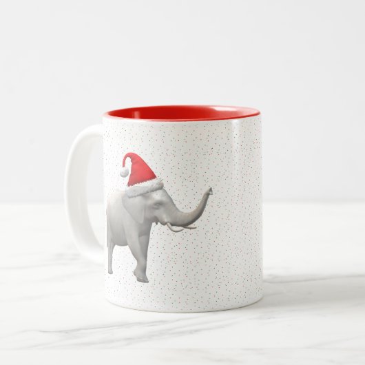 White Elephant Weihnachts-Tasse Zweifarbige Tasse (Vorderseite Links)