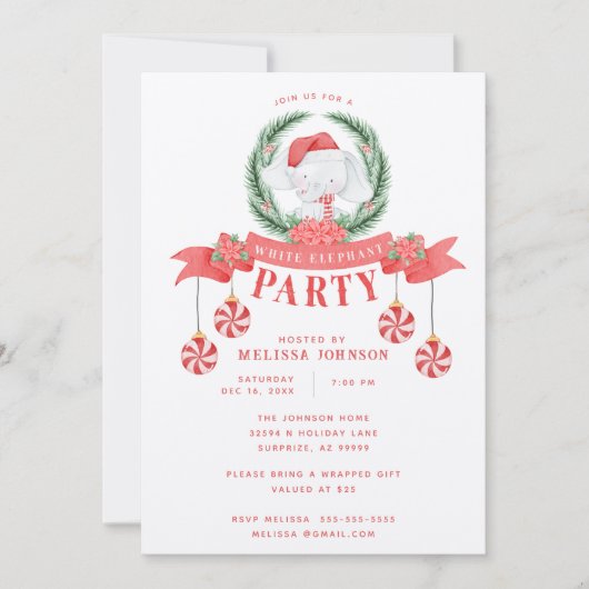 White Elephant Weihnachtsgeschenke Exchange Einladung
