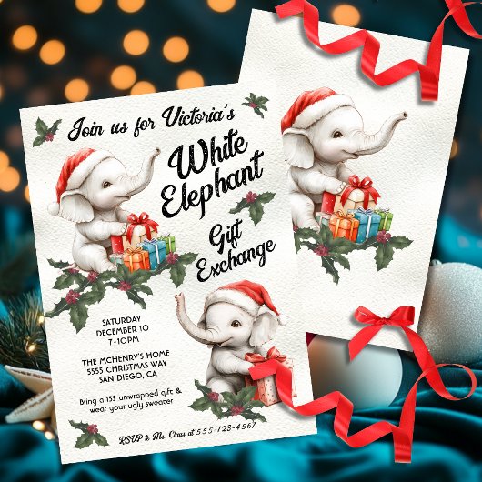 White Elephant Weihnachtsgeschenke Tauschen Kinder Einladung