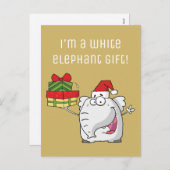 White Elephant Weihnachtsmannmütze gibt Cartoon Feiertagspostkarte (Vorne/Hinten)