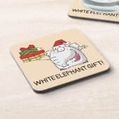 White Elephant Weihnachtsmannmütze gibt Cartoon Getränkeuntersetzer (Linke Seite)
