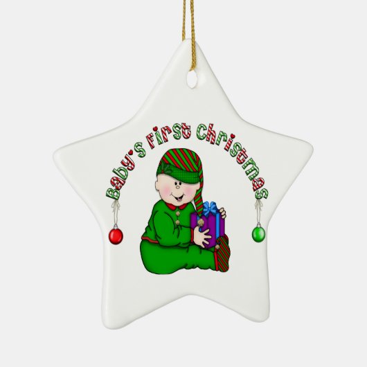 White Elf Baby 1. Weihnachtsdekoration Keramikornament (Rechts)